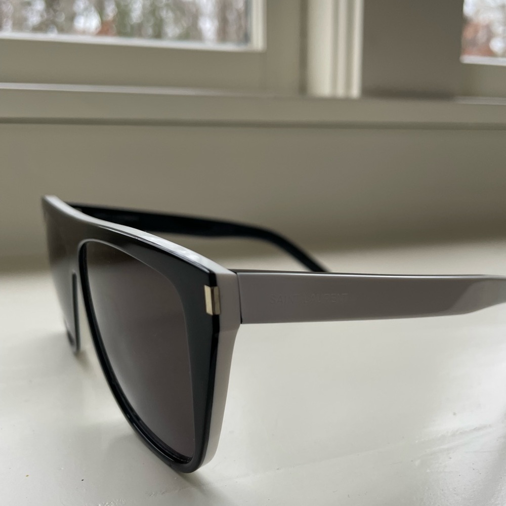 Saint Laurent Black and White Sunglasses with Dark Lenses - Picture 2 of 3